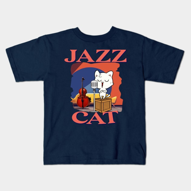 Jazz Cat Kids T-Shirt by Blended Designs